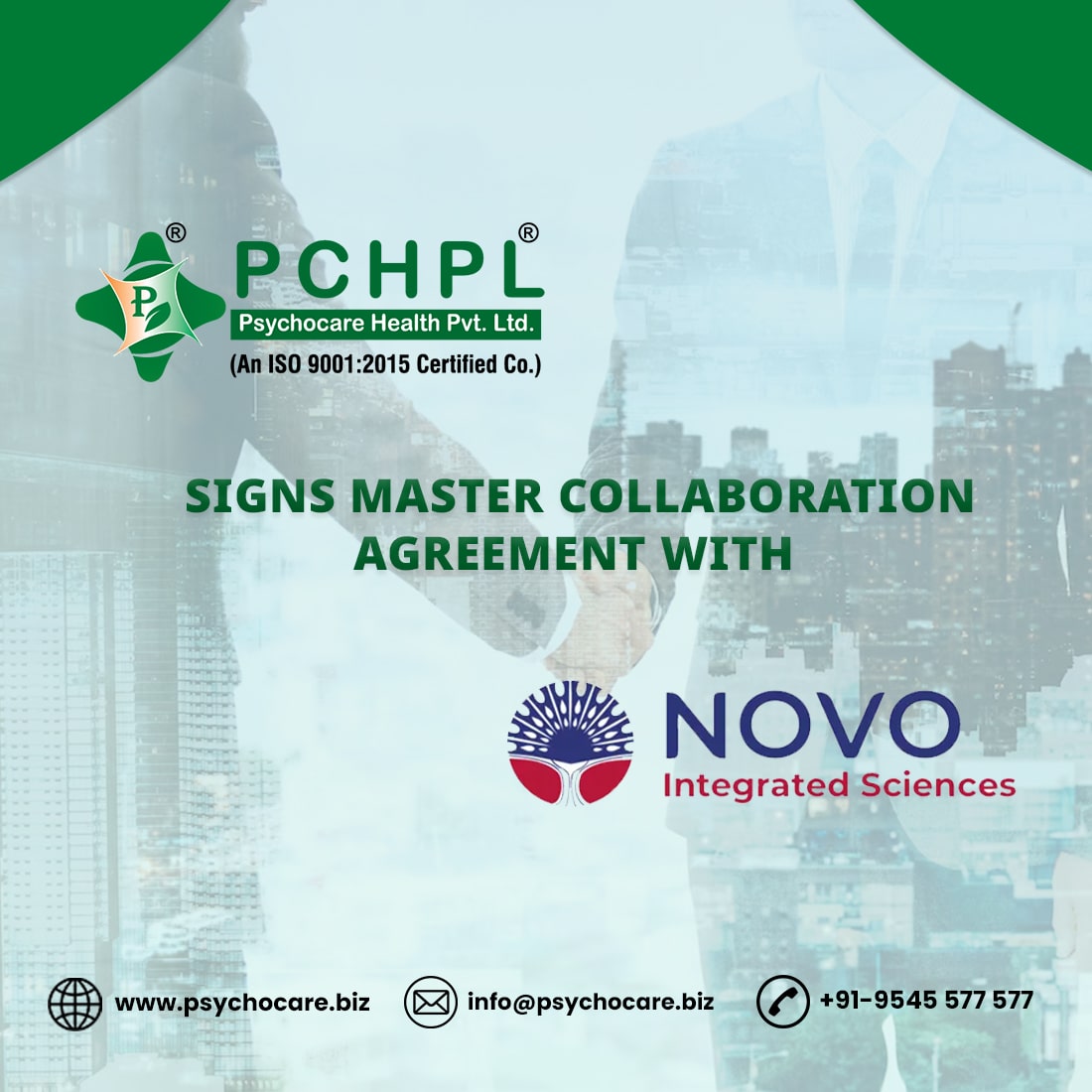 Psychocare Health Pvt Ltd Announces Strategic Collaboration with Novo Integrated Sciences to Introduce Innovative Healthcare Solutions Globally